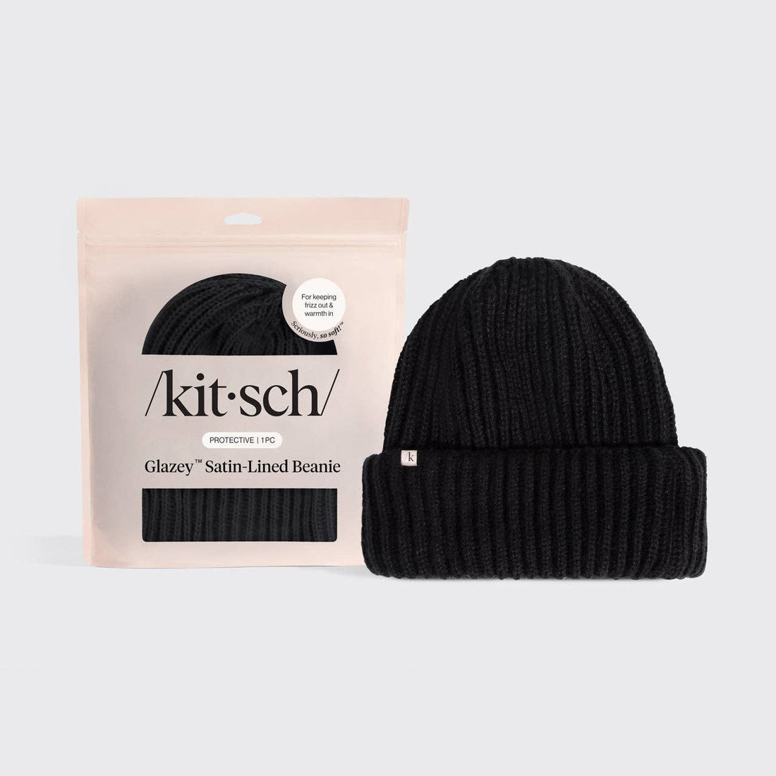 Kitsch Glazey™ Satin-Lined Beanie – Black