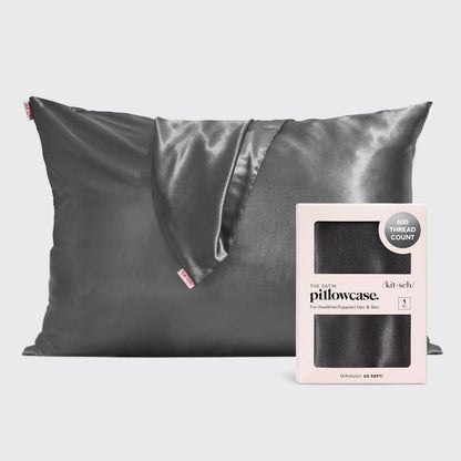 KITSCH Satiini tyynyliina – Charcoal Sumilayi